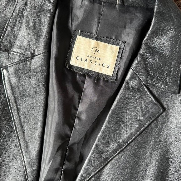 Vintage black button up genuine leather jacket - Picture 4 of 8